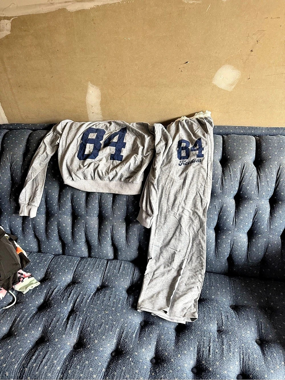 Gray & Blue Track Jacket Pants Set Size Medium